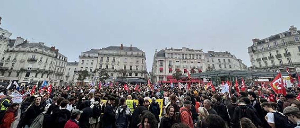 Angers : environ 2000 personnes place du Ralliement pour manifester
